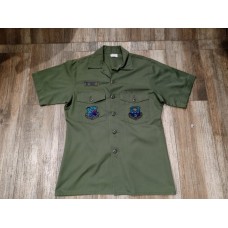 USA Camisa de Serviço Verde 80's Patches